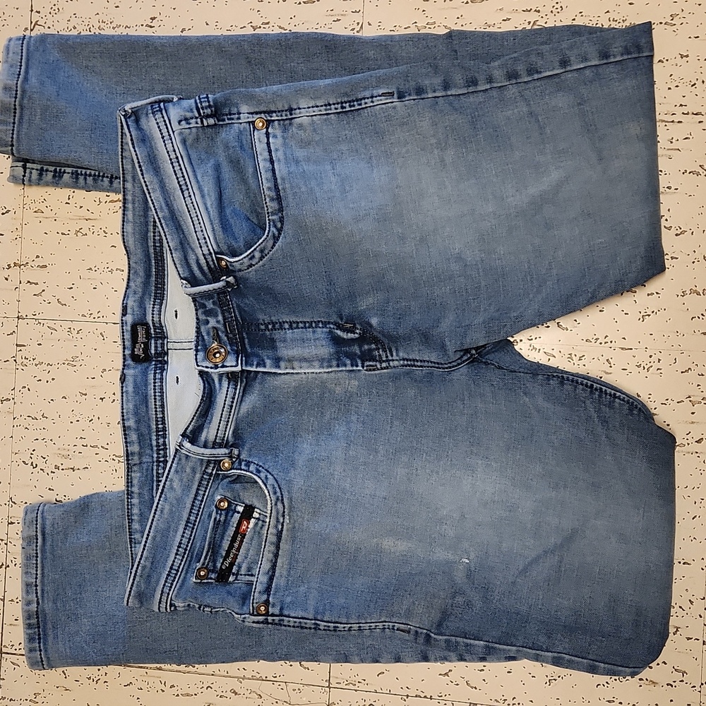 Diesel Light Blue Fade Slim Tapered Fit Stretch Denim Sweat Pant Jeans Vintage